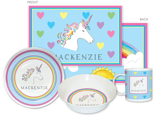 Unicorn Over The Rainbow 4-Piece Dinnerware Set